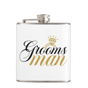 Cool Groomsman word art Wedding Hip Flask