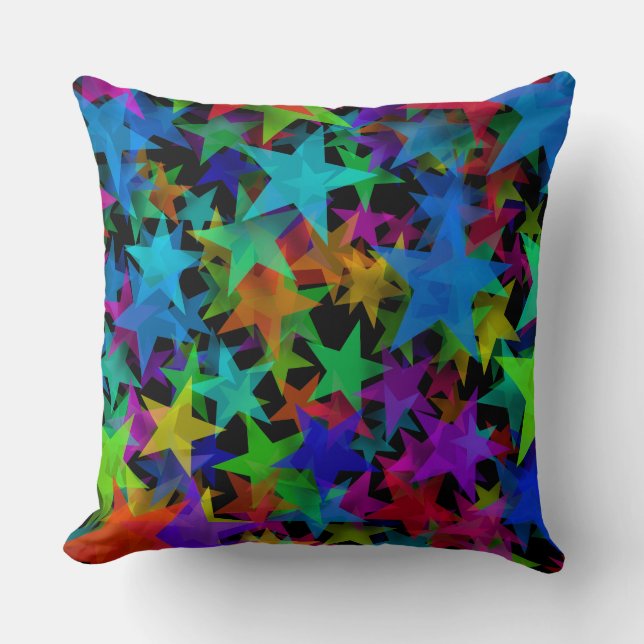 Cool Groovy Rainbow Stars Cushion (Front)