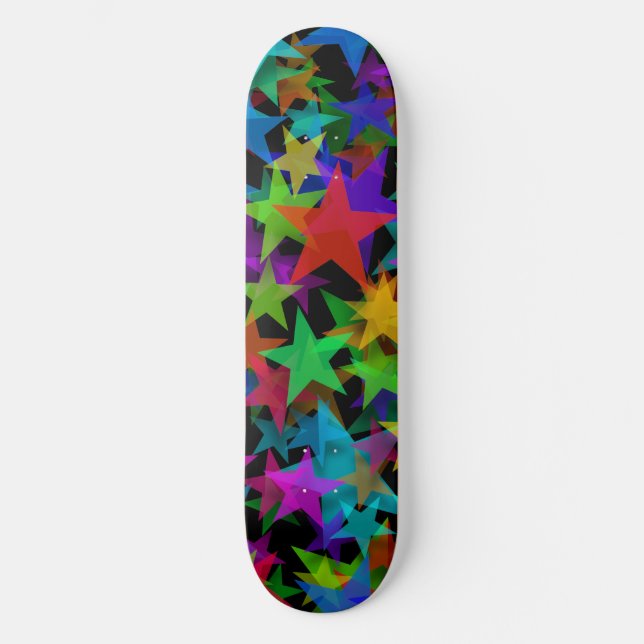 Cool Groovy Rainbow Stars Skateboard (Front)