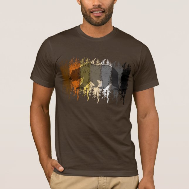 Cool Grunge Bear Shadow Gay Bear Pride T-Shirt (Front)