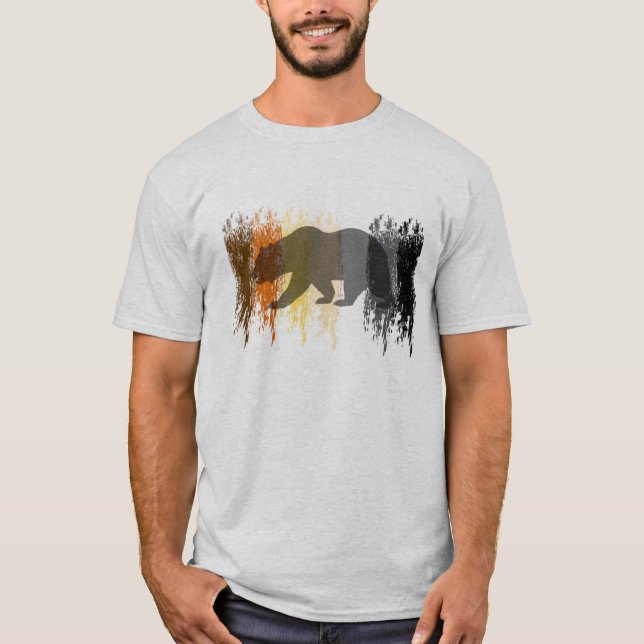 Cool Grunge Bear Shadow Gay Bear Pride T-Shirt (Front)