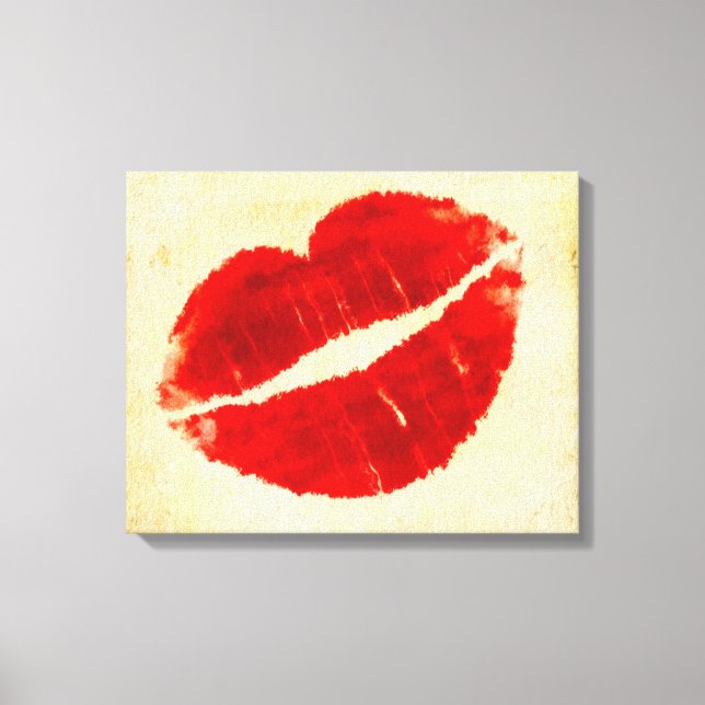Cool Grunge Big Red Lips Canvas Print (Front)
