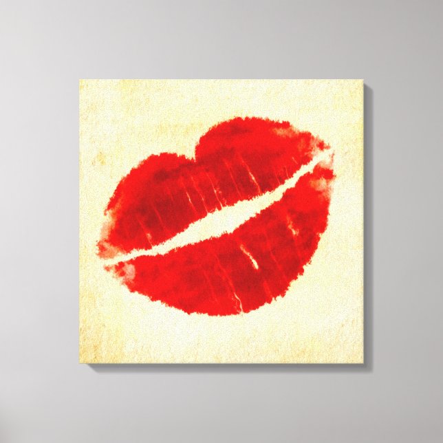 Cool Grunge Big Red Lips Canvas Print (Front)