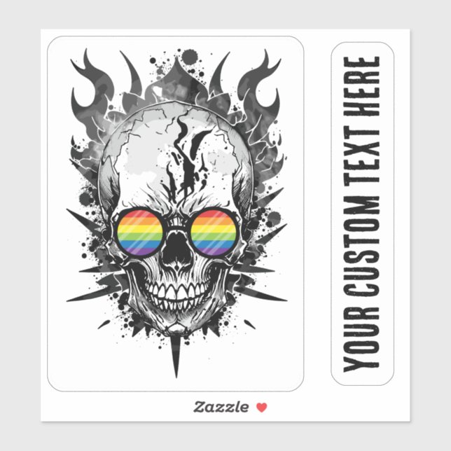 Cool Grunge Rainbow Pride Skull Flames  (Sheet)