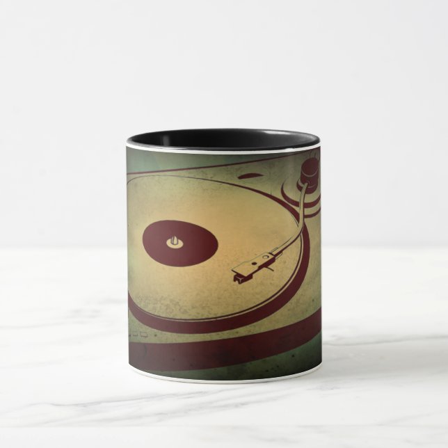 Cool Grunge Retro Turntable Mug (Center)