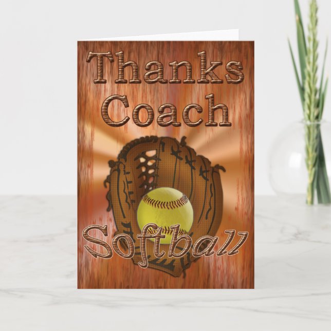 Cool Grunge Softball Coach Thank You Cardchee (Front)