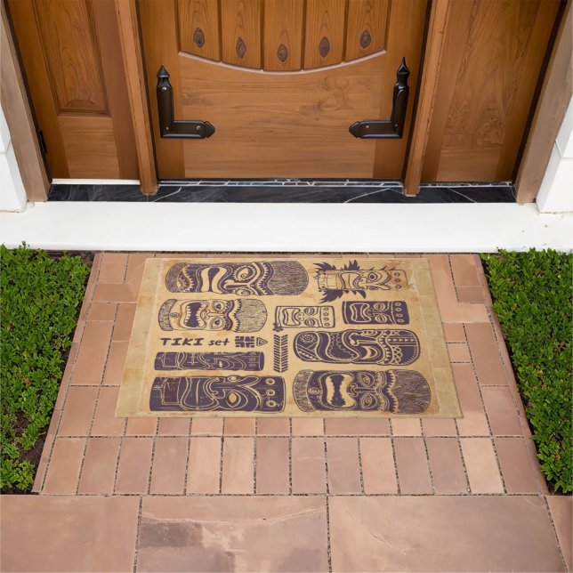 Cool Grunge Vintage Tiki Set Doormat (Outdoor)