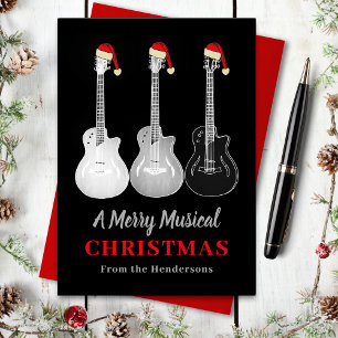Cool Guitar Christmas Merry Music Personalised Holiday Card