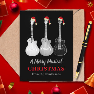 Cool Guitar Christmas Merry Music Personalised Holiday Postcard