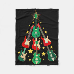 Cool Guitar Christmas Tree Guitar Lovers Christmas Fleece Blanket