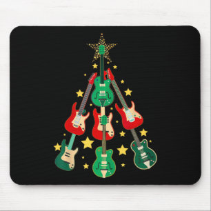 Cool Guitar Christmas Tree Guitar Lovers Christmas Mouse Pad