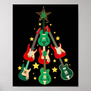 Cool Guitar Christmas Tree Guitar Lovers Christmas Poster