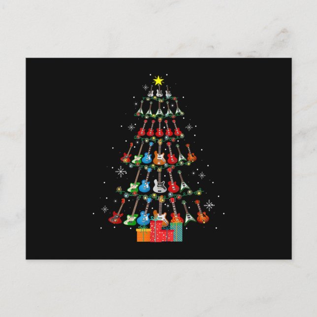 Cool Guitar Christmas Tree Merry Xmas Gifts Xmas L Holiday Postcard (Front)