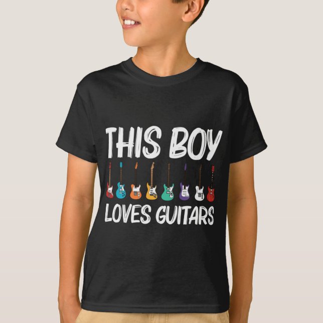 Cool Guitar Gift For Boys Kids Acoustic Guitarist  T-Shirt (Front)