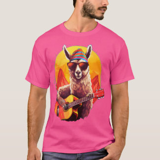 Cool Guitar Llama For Alpaca And Acoustic Guitar L T-Shirt