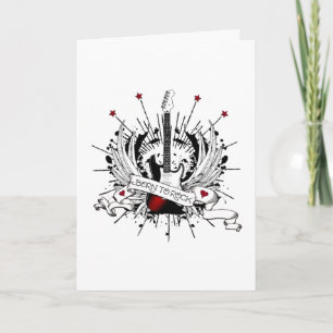 Cool Guitar Musician Born to Rock Kids Baby Rocker Card