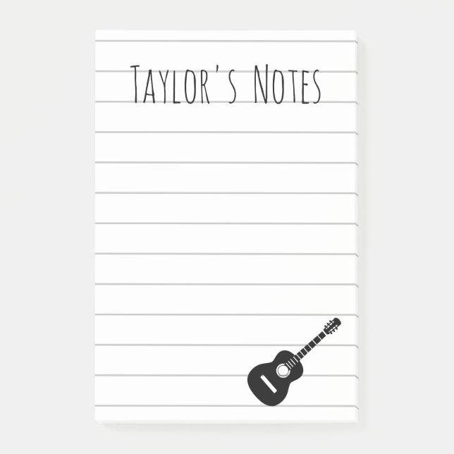 Cool Guitar Personalised Name Post-it Notes (Front)