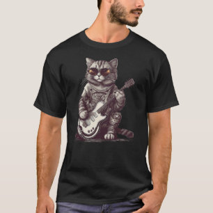 Cool Guitar Playing Cat with Glasses - Band Rock G T-Shirt