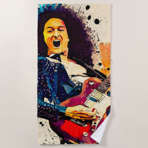 cool guitarist beach towel