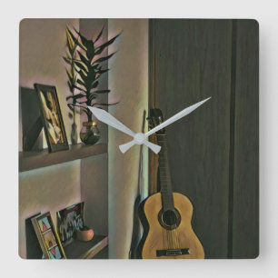 Cool guitarist gift square wall clock