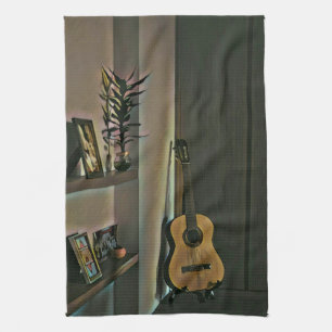 Cool guitarist gift tea towel