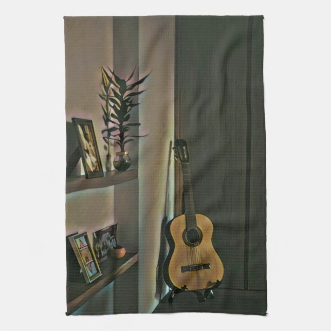 Cool guitarist gift tea towel (Vertical)
