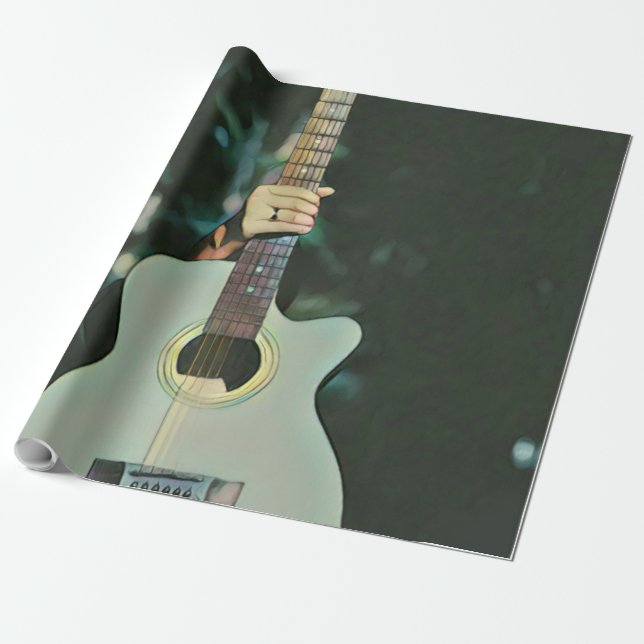 Cool guitarist gifts wrapping paper (Unrolled)