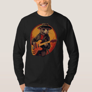Cool Guitarist Rat with electric Guitar for Boys a T-Shirt