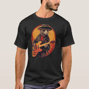 Cool Guitarist Rat with electric Guitar for Boys a T-Shirt