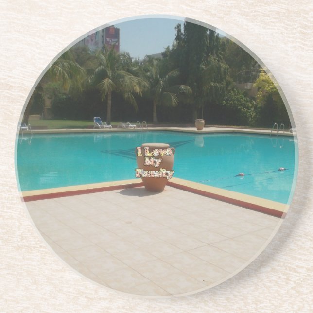 Cool Hakuna Matata Pool Side I love My Family.jpg Coaster (Front)