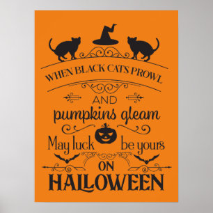 cool Halloween black cats poem party Poster