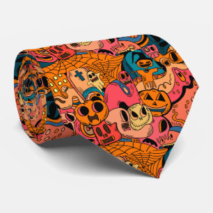 cool Halloween graffiti tiled pattern Tie