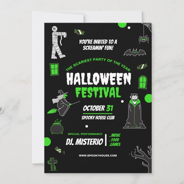 Cool Halloween Invitation, Halloween Scary Night  Invitation (Front)