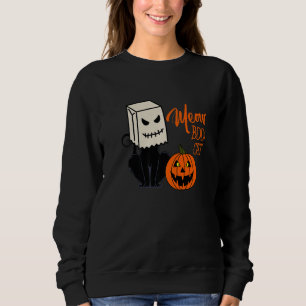 Cool Halloween Meow Boo Boo Cat Illustration Graph Sweatshirt