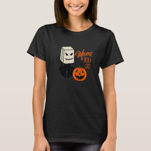 Cool Halloween Meow Boo Boo Cat Illustration Graph T-Shirt