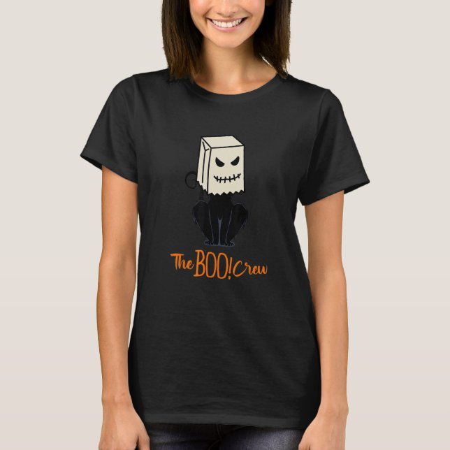 Cool Halloween Meow Boo Boo Cat Illustration Graph T-Shirt (Front)