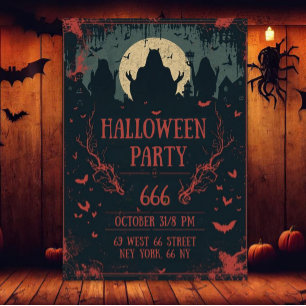 Cool Halloween Night Party  Invitation