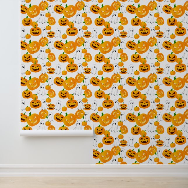 Cool Halloween pumpkins ghosts tiled Wallpaper (Application)