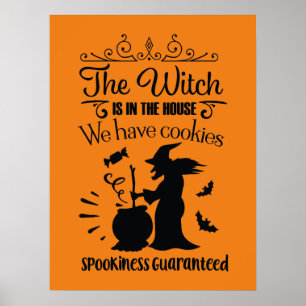 cool Halloween witch party word art Poster