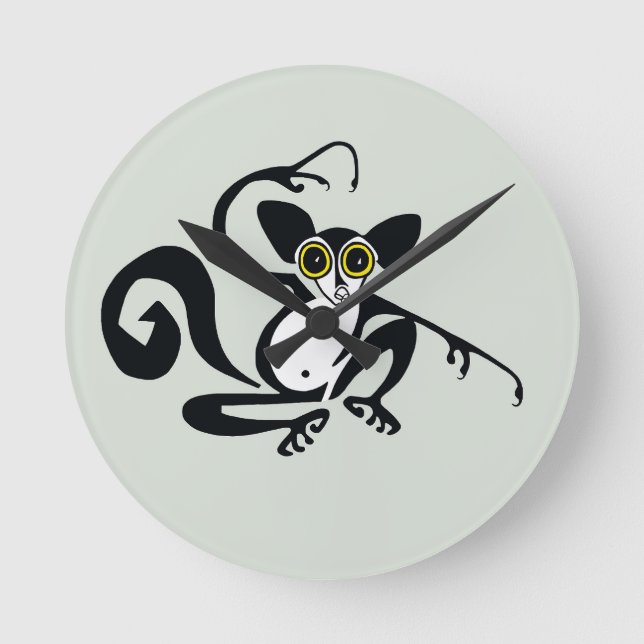 Cool hand drawn AYE-AYE - Wildlife - Primate -  Round Clock (Front)