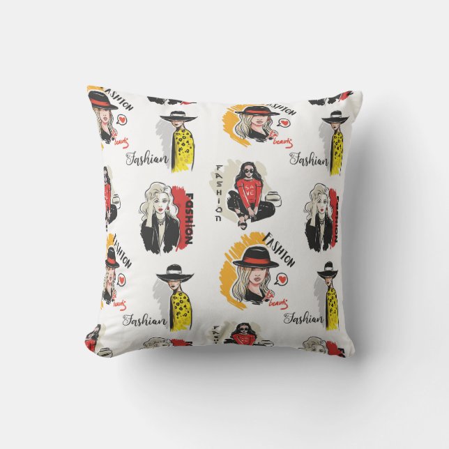 Cool Hand Drawn Sketches of Women's Fashion Cushion (Front)