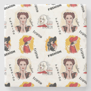Cool Hand Drawn Sketches of Women's Fashion Stone Coaster