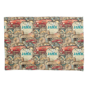 Cool hand drawn Unique old car Vintage artwork Pillowcase