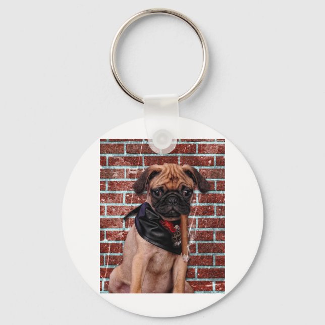 Cool Hand Pug Key Ring (Front)