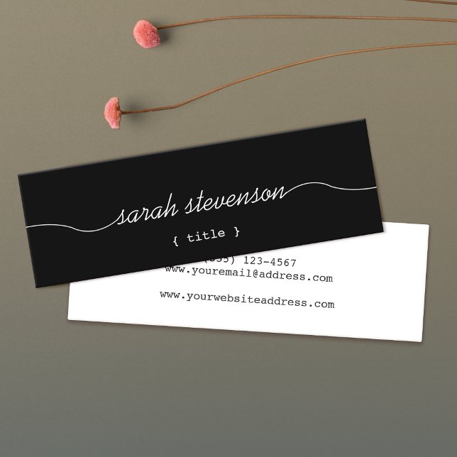 Cool Handwritten Script Simple Black Mini Business Card (Creator Uploaded)