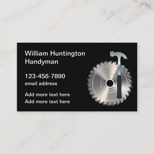 Cool Handyman Business Cards Template (Front)
