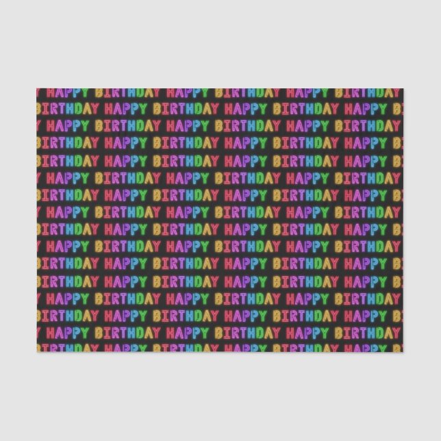 Cool Happy Birthday word art pattern Tissue Paper (Front)