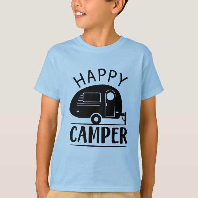 cool happy camper word art boys T-Shirt (Front)