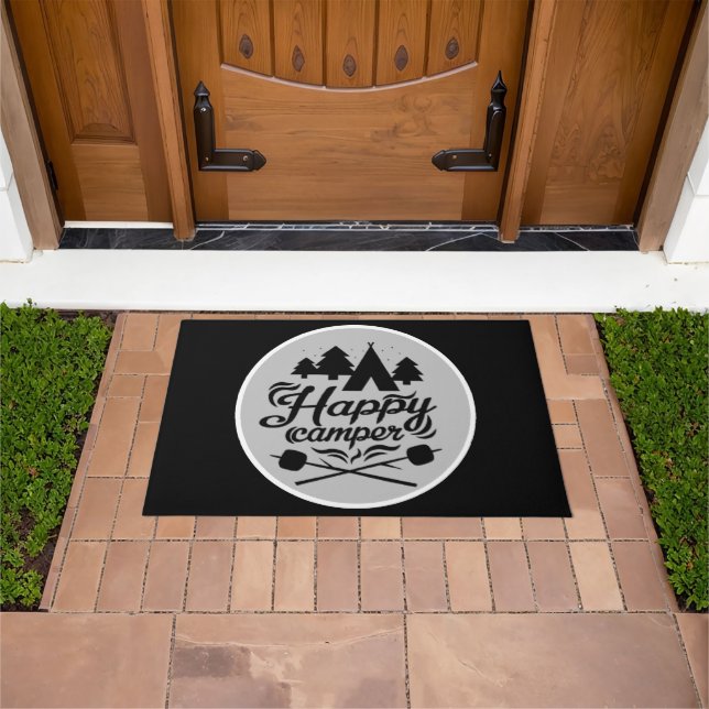 cool happy camper word art doormat (Outdoor)