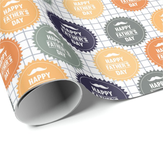 Cool Happy Father's Day tiled pattern Wrapping Paper (Roll Corner)